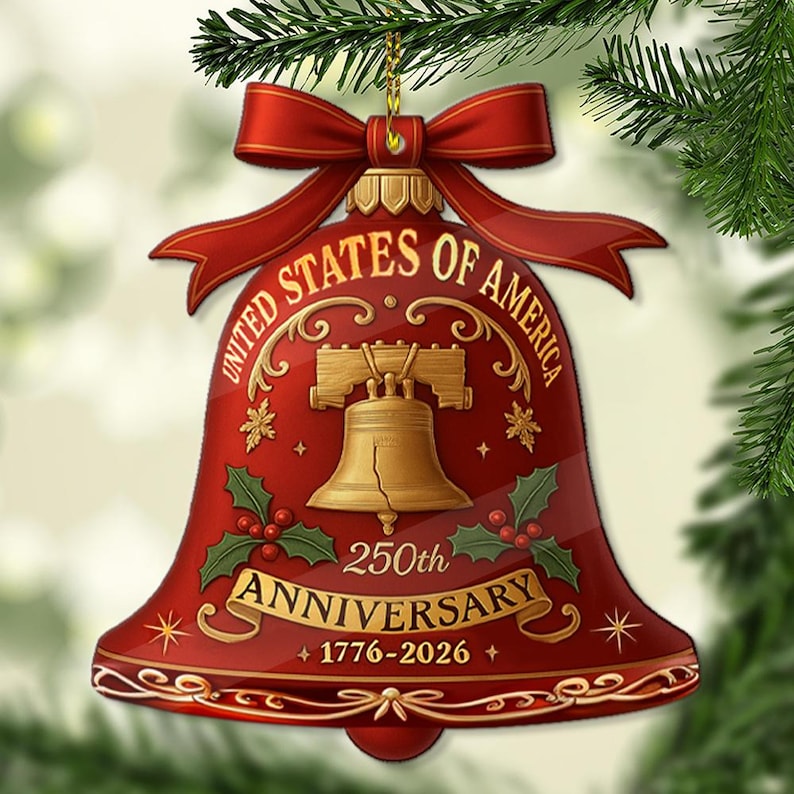 250 Years Anniversary United States Of America Acrylic Ornament Patriotic Gift 1776 2026 Liberty Bell Home Decor American Independence Xmas