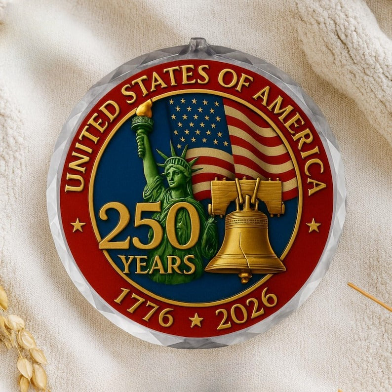 Usa 250th Anniversary Ornament Ceramic Glass Acrylic Options 1776 2026 Patriotic Christmas Decoration