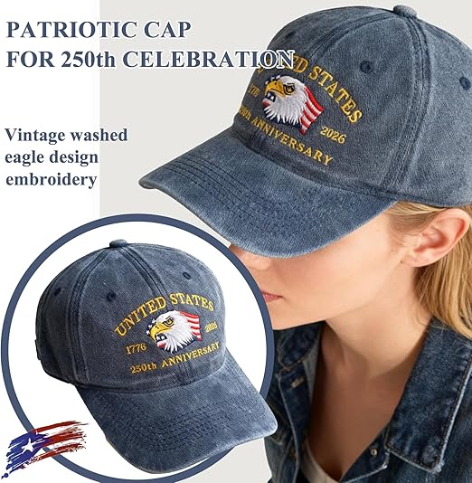 Eagle Usa 250th Anniversary Hat Adjustable United States Patriotic Cap For 250th Celebrationvintage Washed Baseball Cap