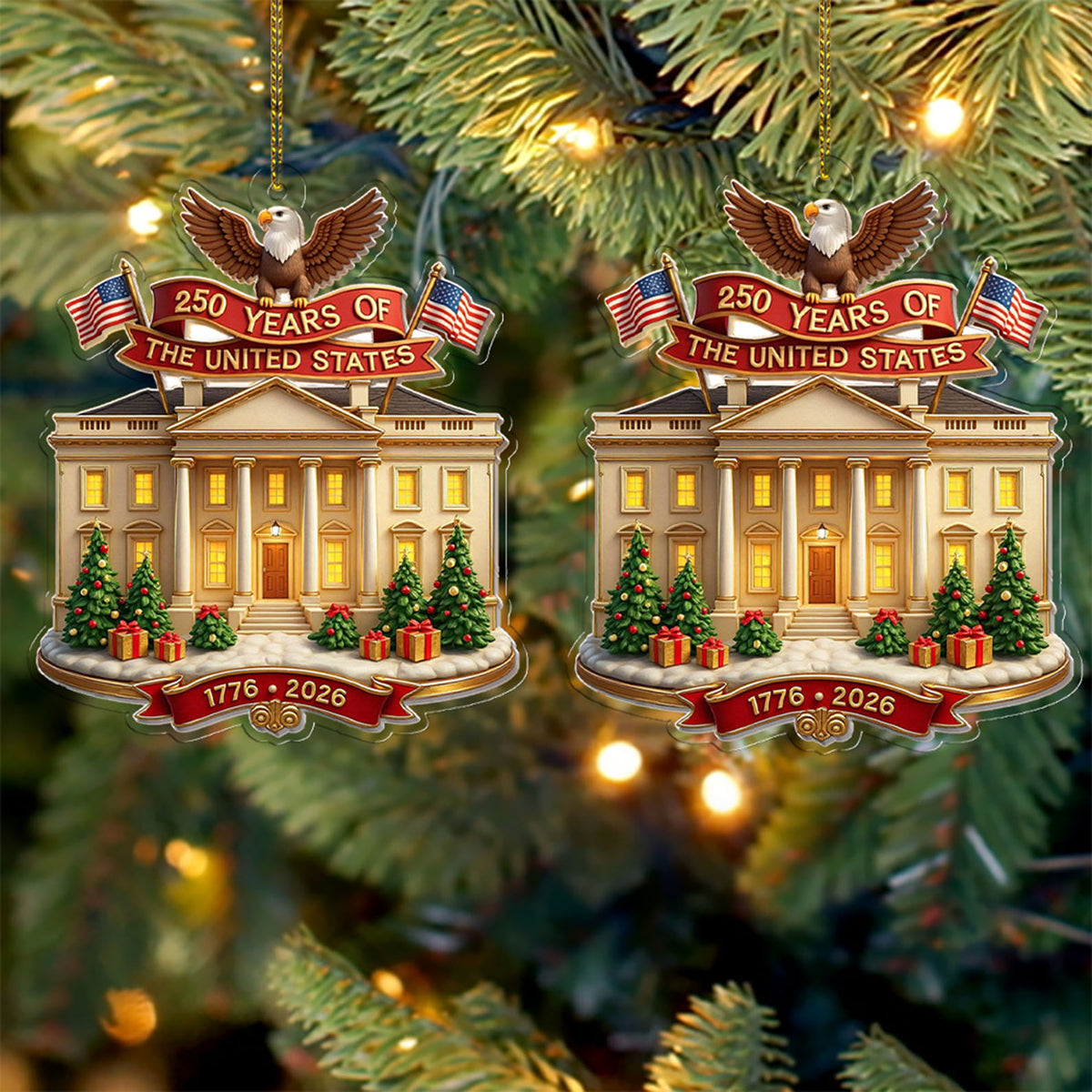250 Years Of America Acrylic Ornament 250th Anniversary 1776 2026 Patriotic 4th Of July Ornament