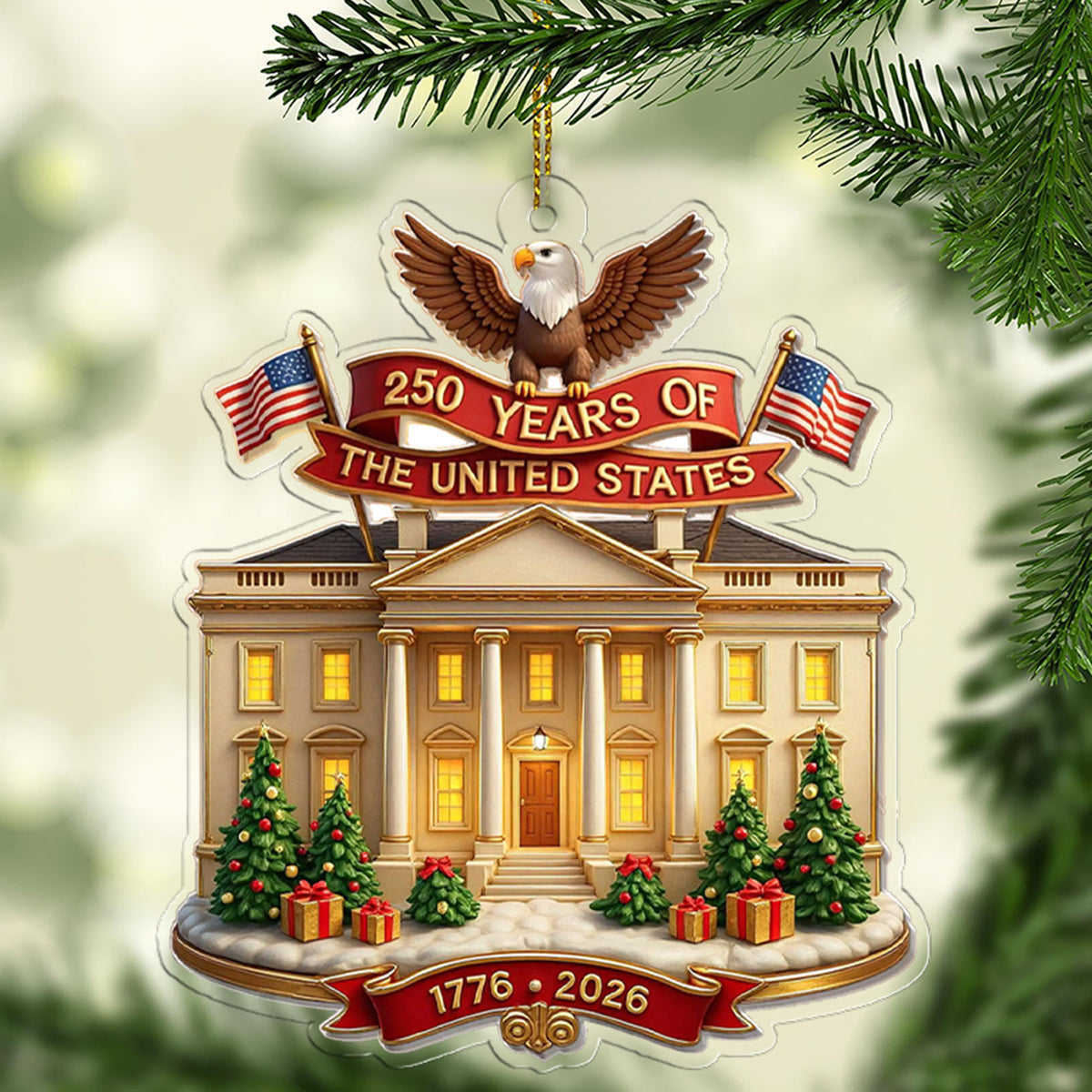 250 Years Of America Acrylic Ornament 250th Anniversary 1776 2026 Patriotic 4th Of July Ornament
