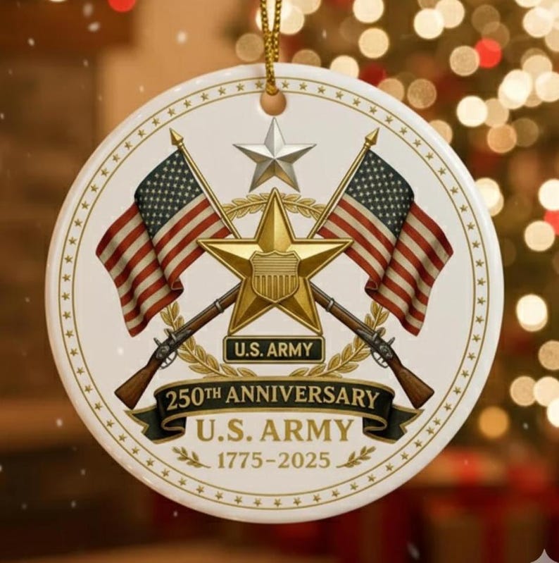Us Army 250th Anniversary Ornament Military Christmas Ornament 2025 Patriotic Keepsake Gift Veteran Memorial Decor Army Pride