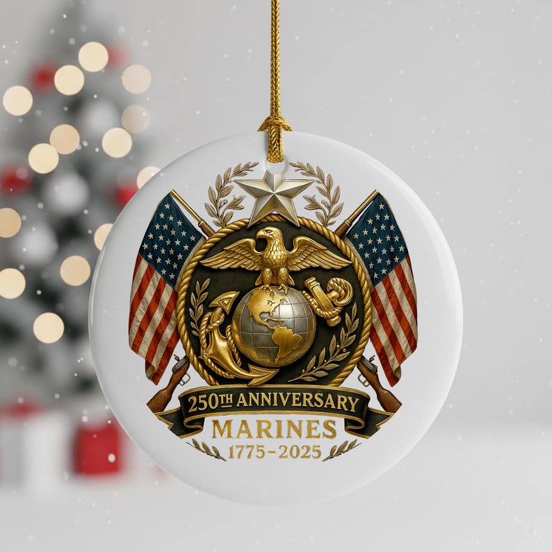 Marine 250th Anniversary Ornament Military Veteran Ornament Christmas Gift For Military