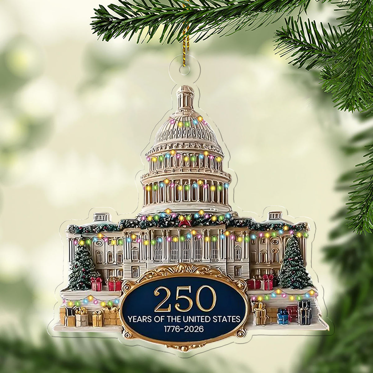 250 Years Anniversary Acrylic Ornament 250 Years United States Of America Patriotic 1776 2026 Christmas Ornament