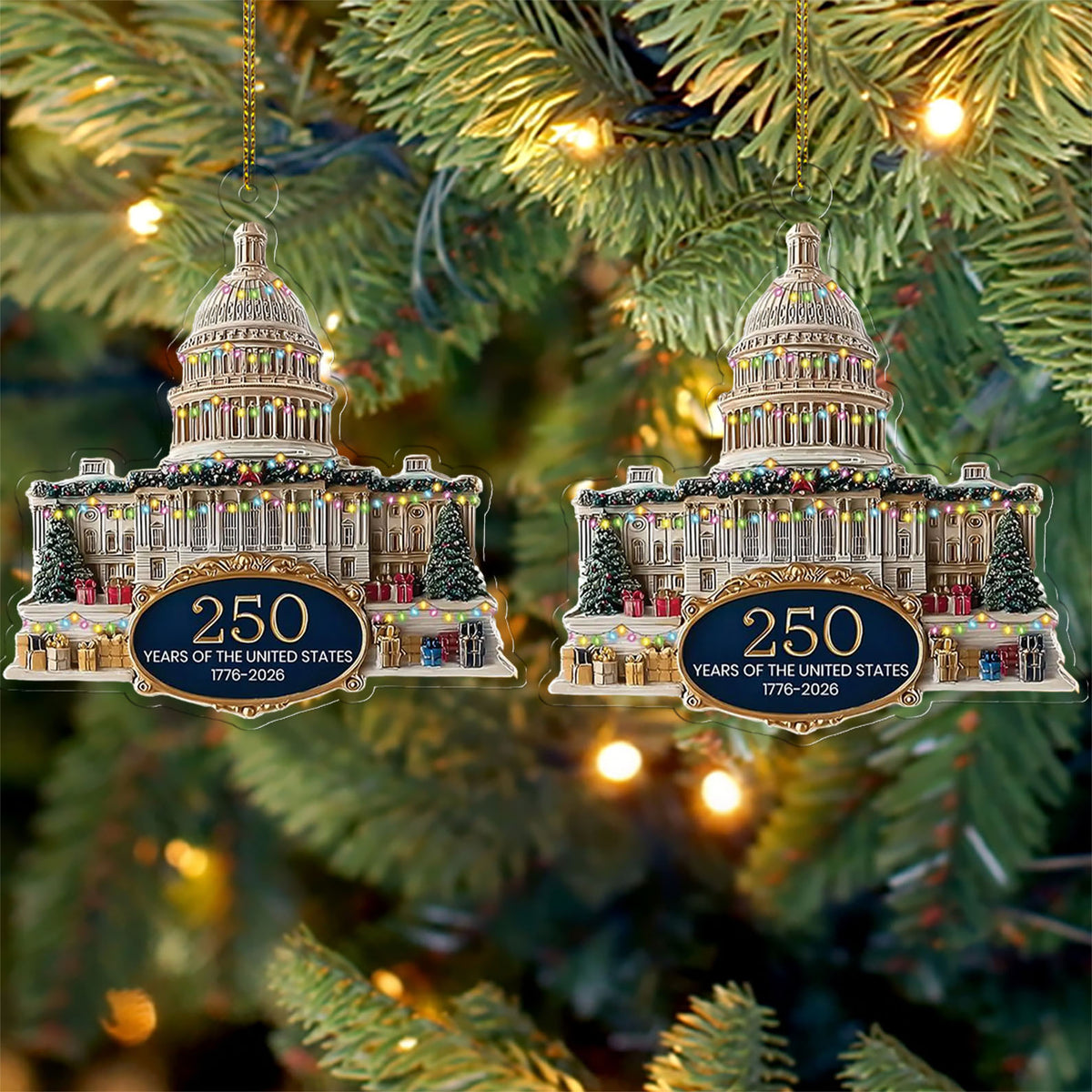 250 Years Anniversary Acrylic Ornament 250 Years United States Of America Patriotic 1776 2026 Christmas Ornament