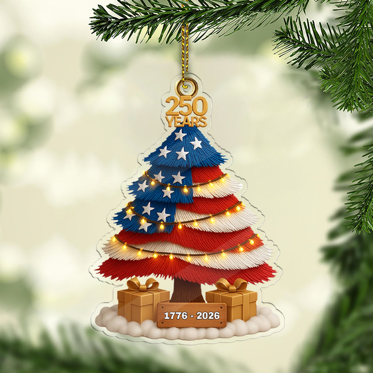 Us 250 Years 1776 2026 Ornament America Patriotic Christmas Tree Decoration 250th Anniversary Ornament 683327