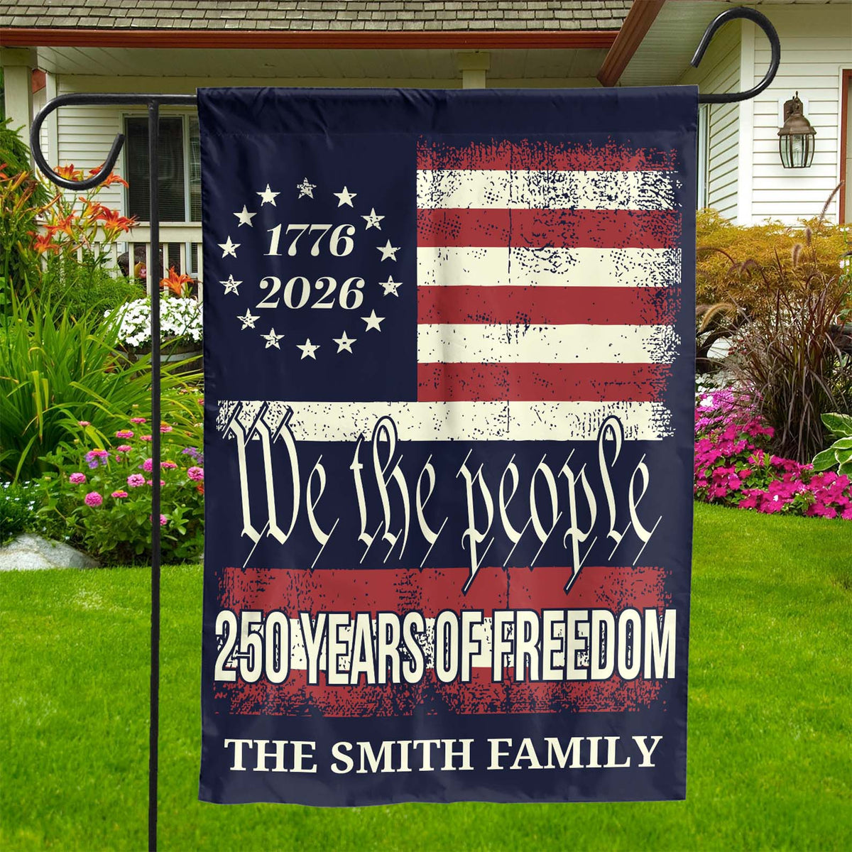Personalized 250 Years Of Freedom Flag Happy 250th Birthday Usa Flag America 250th Anniversary Flag Patriotic 4th Of July House Flag Garden Flag