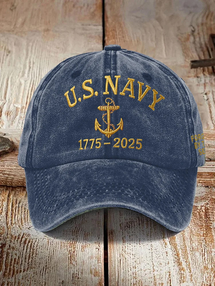 Us Navy Anniversary 250th Years Freedom Embroidered Hat United States 250th Anniversary 1776 2026 Vintage Washed Usa Dad Cap For Men Women