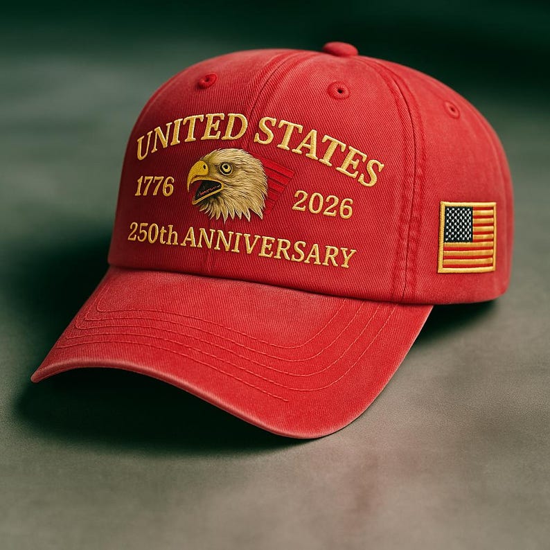 United States 250th Anniversary Dad Hat Embroidered Eagle Flag Patch Vintage Wash Strapback Patriotic Gift
