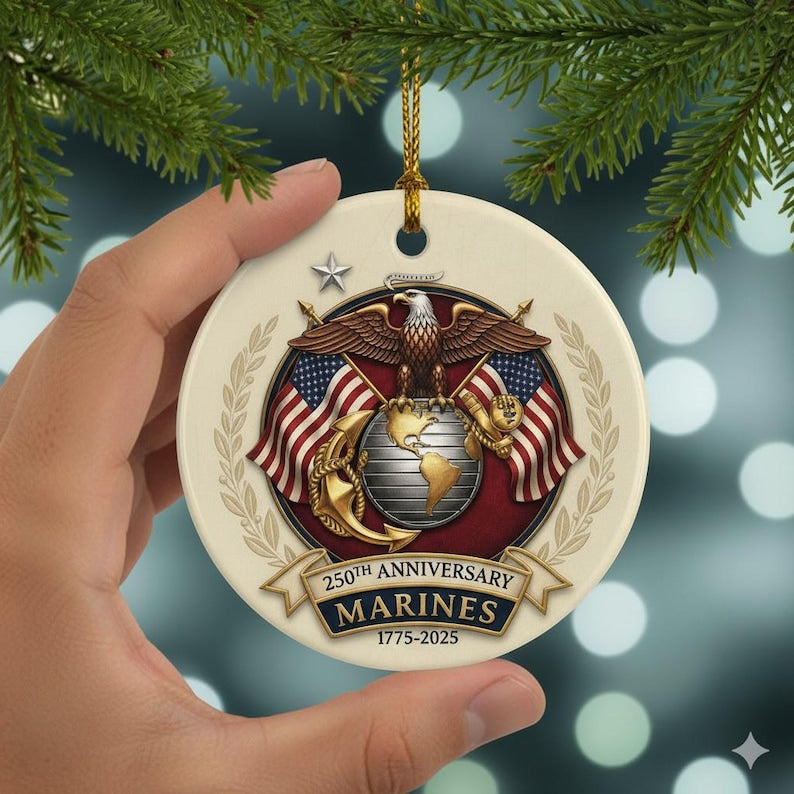Marine 250th Anniversary Ornament Military Veteran Ornament Christmas Gift For Military