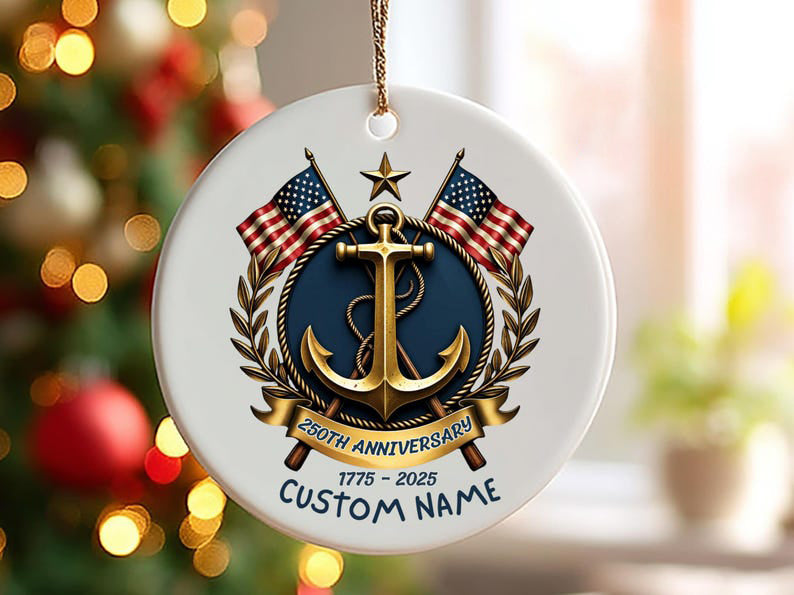 Us Navy 250th Anniversary Ornament Anchor Emblem Keepsake