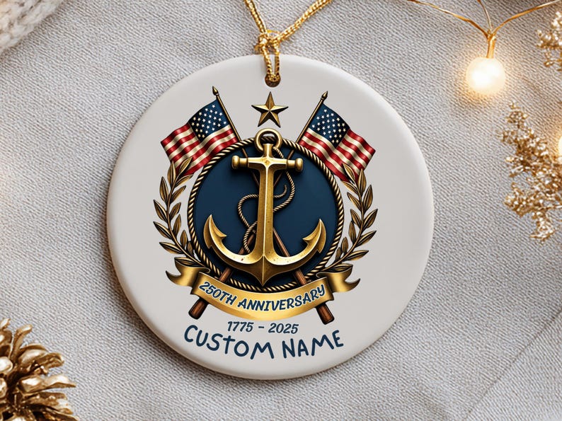Us Navy 250th Anniversary Ornament Anchor Emblem Keepsake