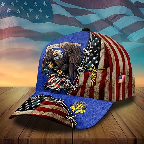 3d Printed One Nation Under God Baseball Cap American Eagle Hat For Usa Patriots Unique Design Hat