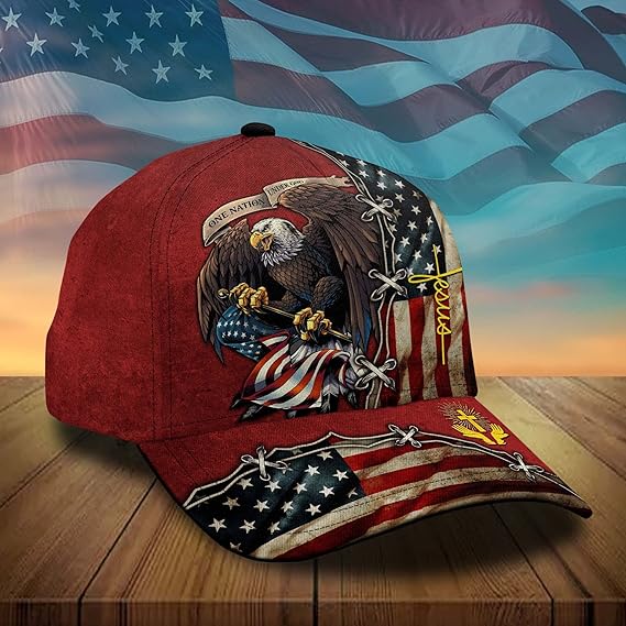 3d Printed One Nation Under God Baseball Cap American Eagle Hat For Usa Patriots Unique Design Hat