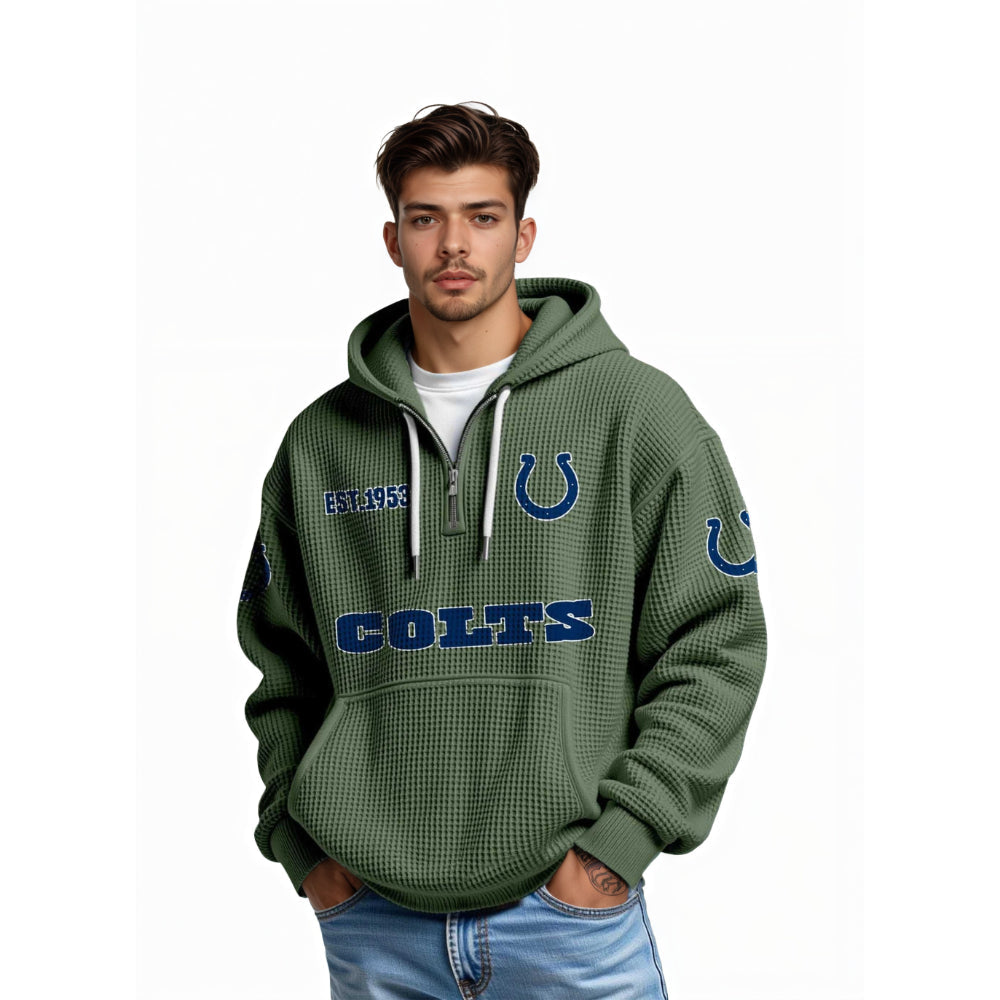 Indianapolis Colts Inspired Quarter Zip Hoodie
