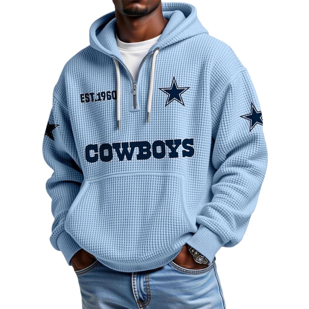 Vintage Star With EST 1960 Printed Quarter Zip Hoodie