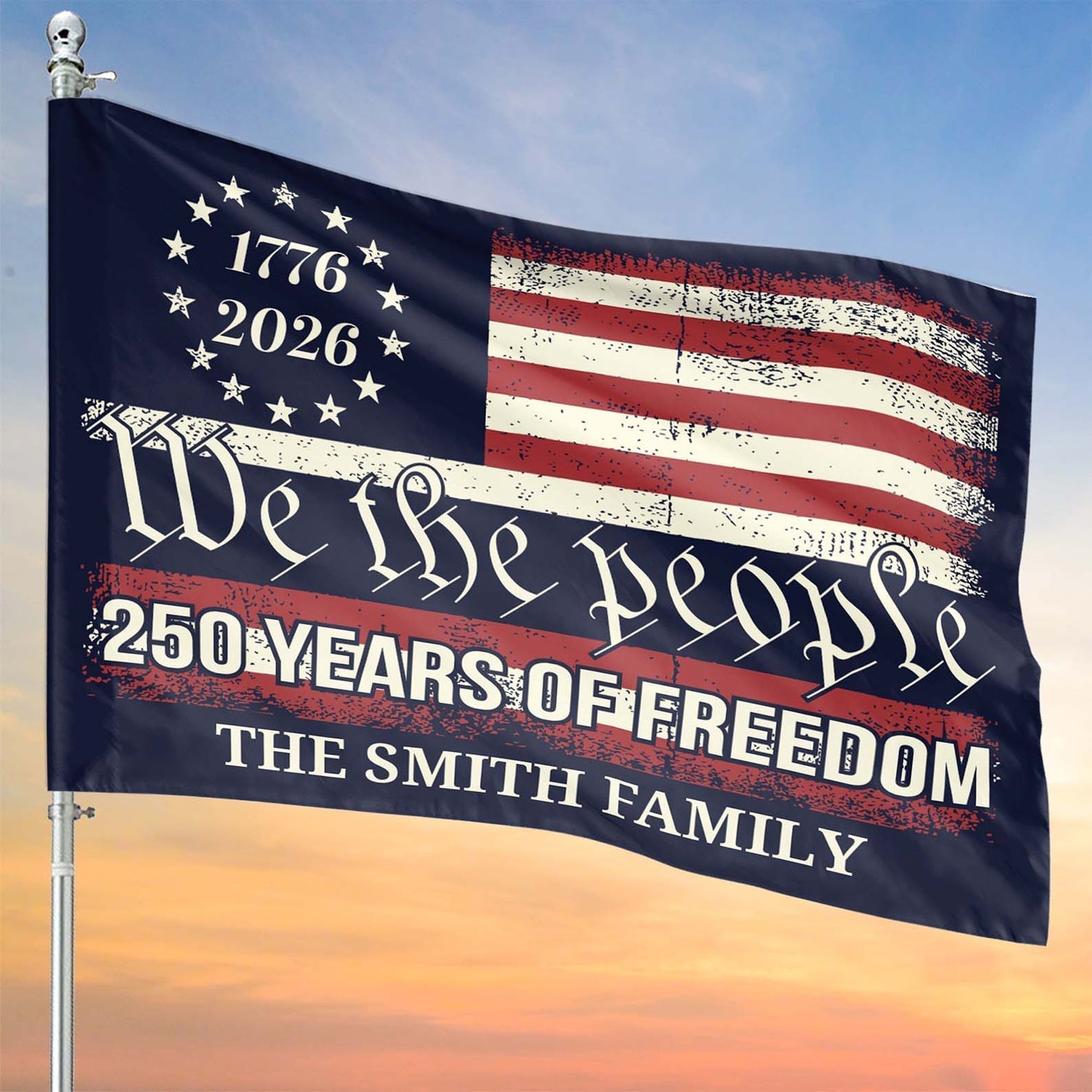 Personalized 250 Years Of Freedom Flag | Happy 250th Birthday USA Flag | Patriotic 4th Of July House Flag Garden Flag