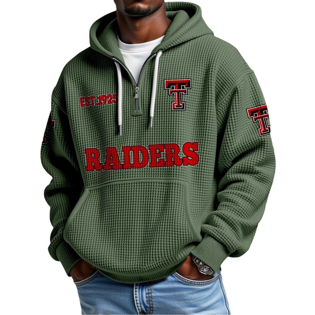 Raiders EST 1967 Printed Quarter Zip With Front Pocket Hoodie