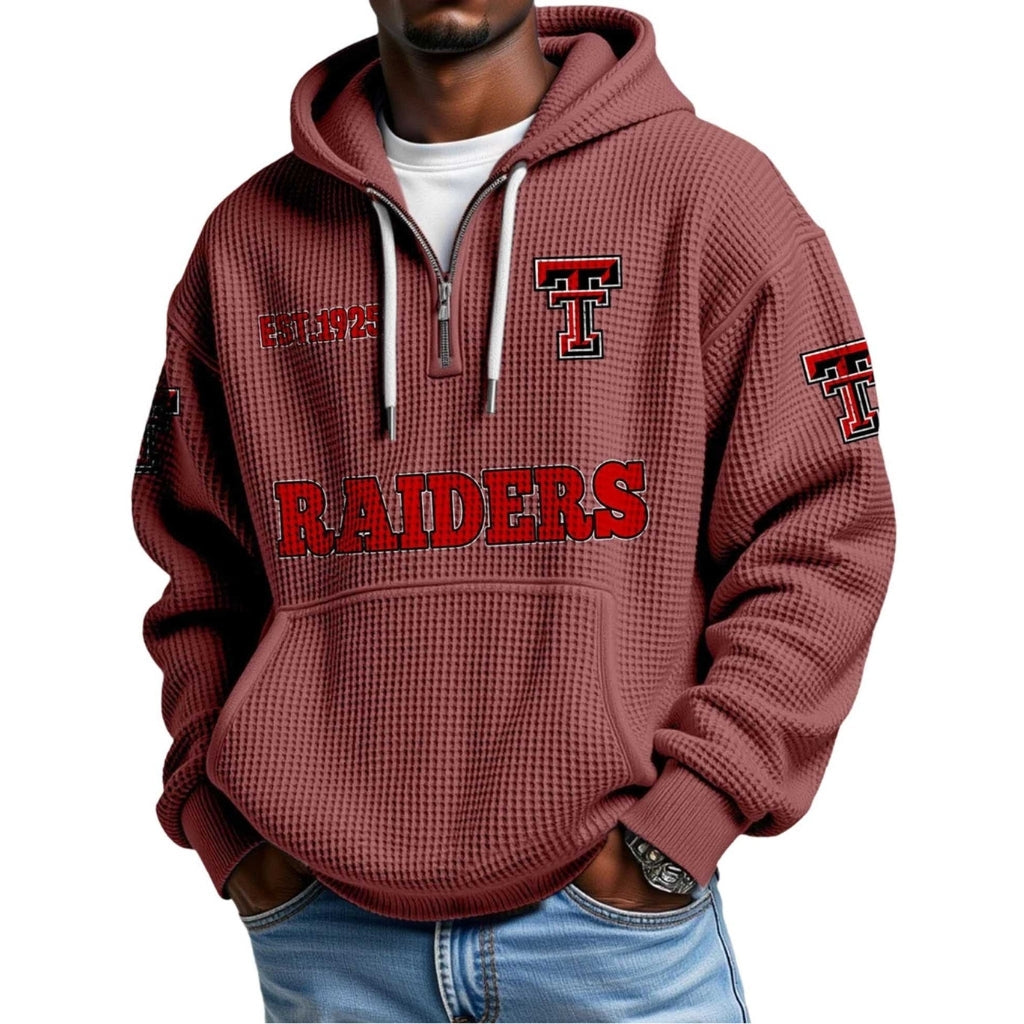 Raiders EST 1967 Printed Quarter Zip With Front Pocket Hoodie