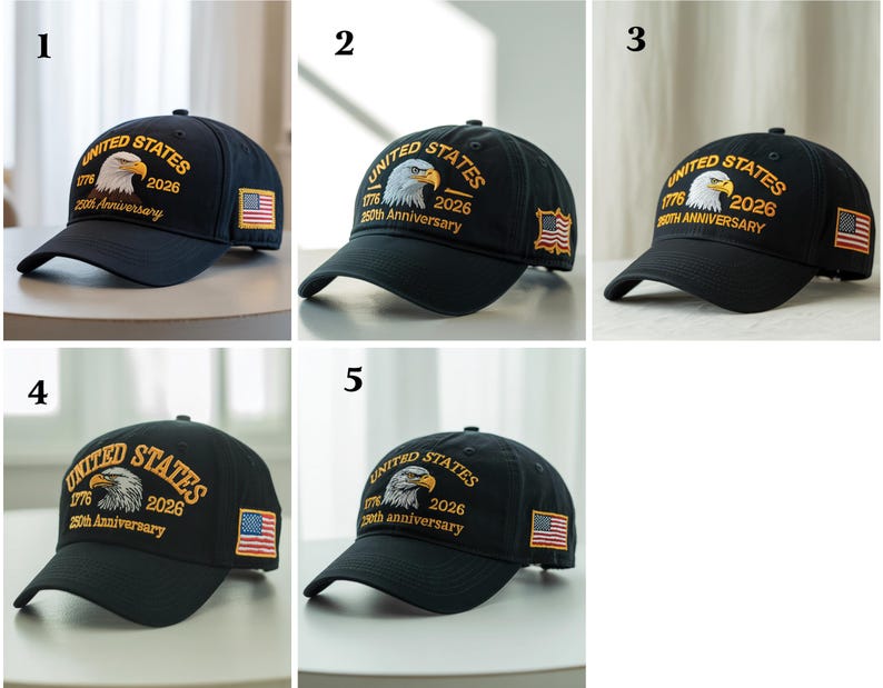 Embroidered USA 250th Anniversary Cap, American Eagle Cap, Patriotic Hat, 250th Anniversary Embroidered Baseball, U.S. Tribute Retro Cap