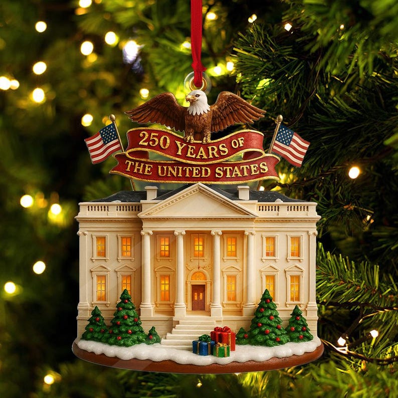 250 Years of America Ornament 2026, Liberty Bell Acrylic Patriotic Flat Ornament, USA 250th Anniversary Christmas Tree Decoration
