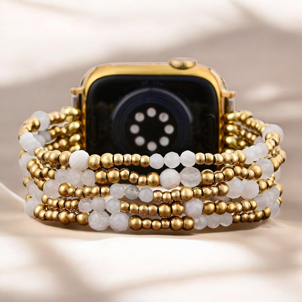 Golden Halo Moonstone Stretch Apple Watch Strap