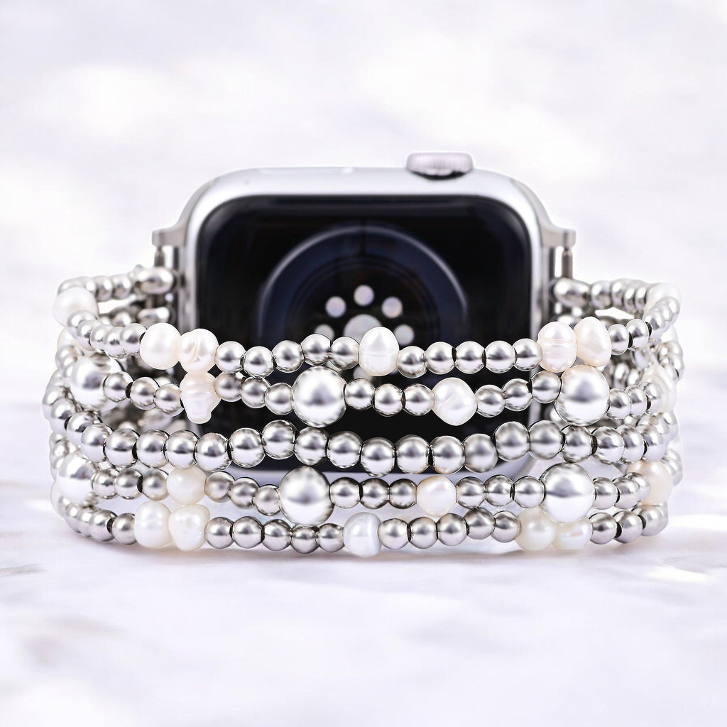 Shimmering Pearl Stretch Apple Watch Strap