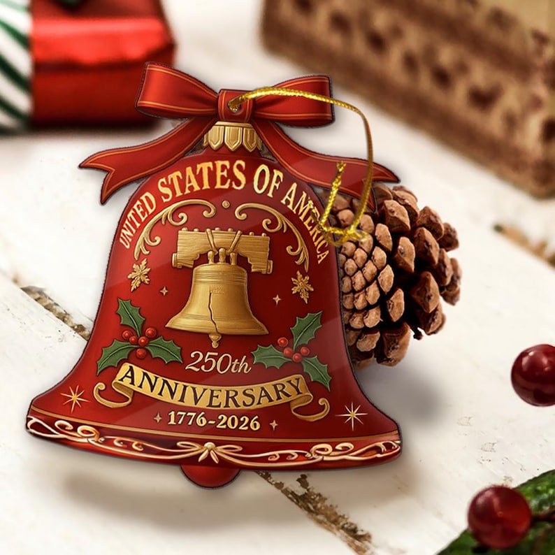 250 Years Anniversary United States Of America Acrylic Ornament Patriotic Gift 1776 2026 Liberty Bell Home Decor American Independence Xmas