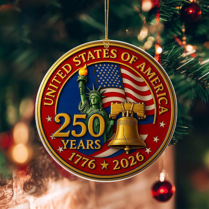 250 Years Of America Ornament 1776 2026 Liberty Bell Decoration Patriotic Ornament American Independence Day Giftjuly 4 Decor