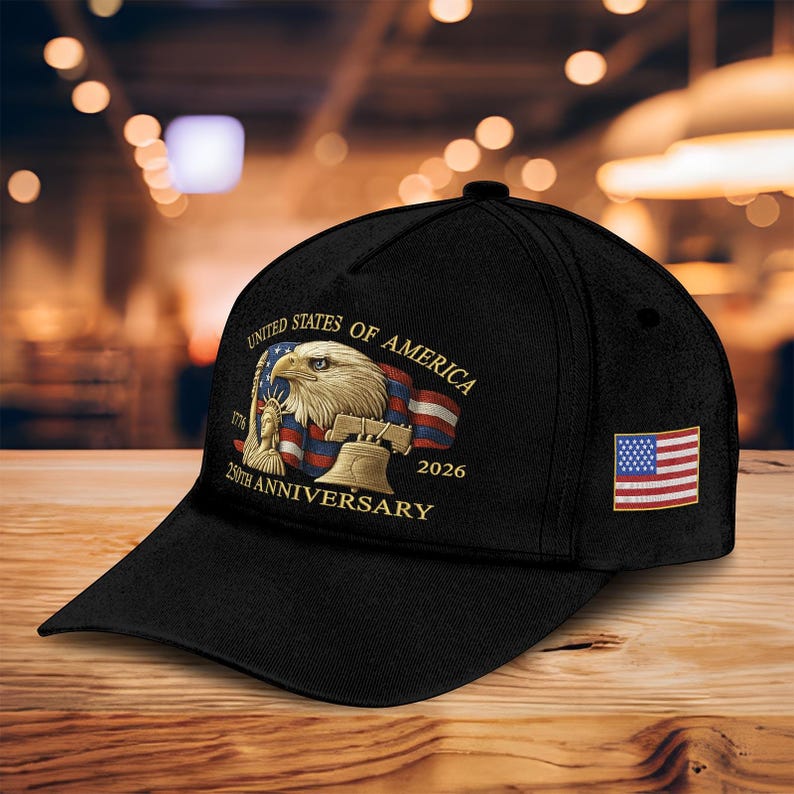 Embroidered Hat United States 250th Anniversary Hat 1776 2026 Print Baseball Cap With Bald Eagle Liberty Bell  Statue Of Liberty