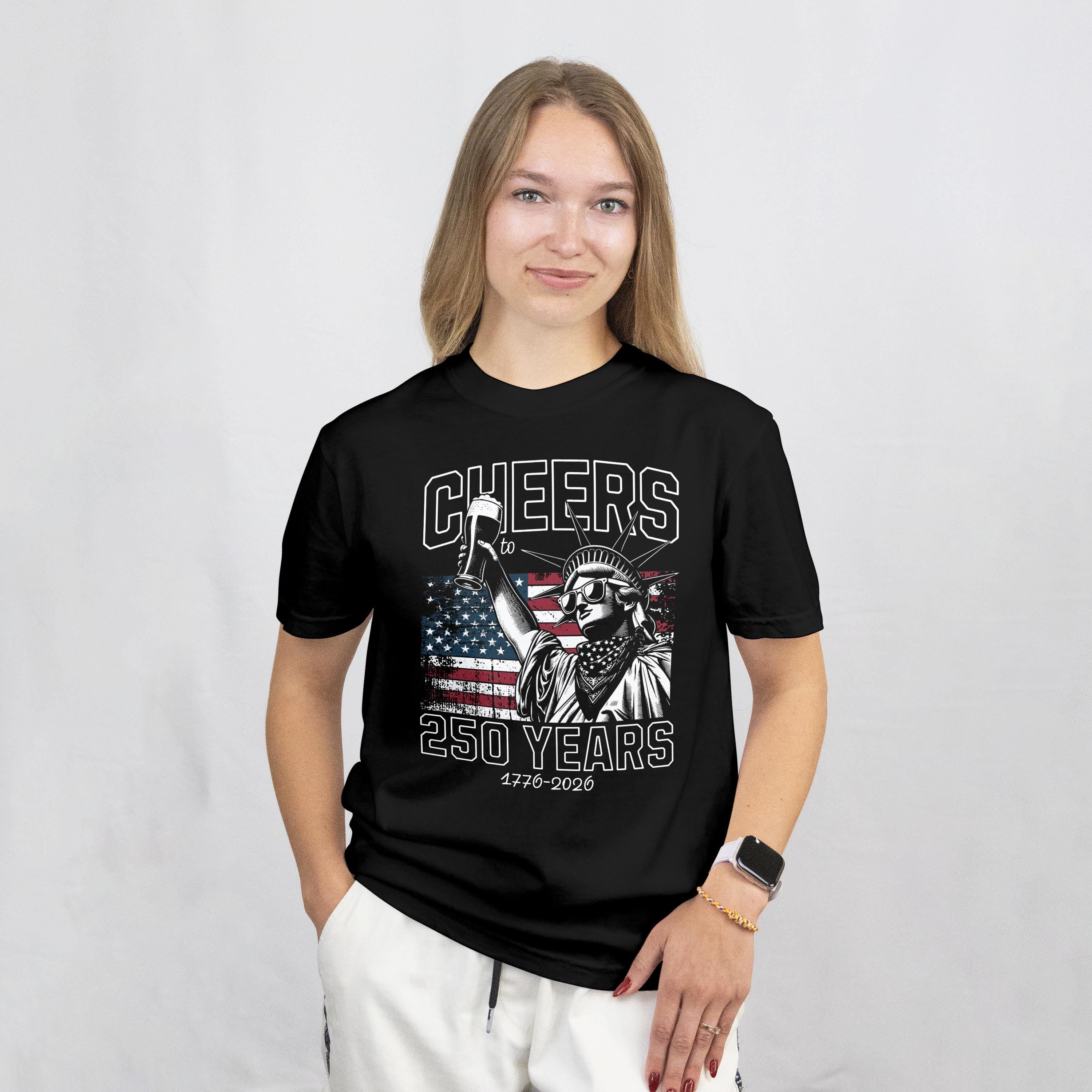 250th Anniversary Shirt   Cheers To 250 Years T Shirt   Funny Statue Of Liberty Drinking Tee   Vintage Us Flag America 1776 Patriotic Outfit