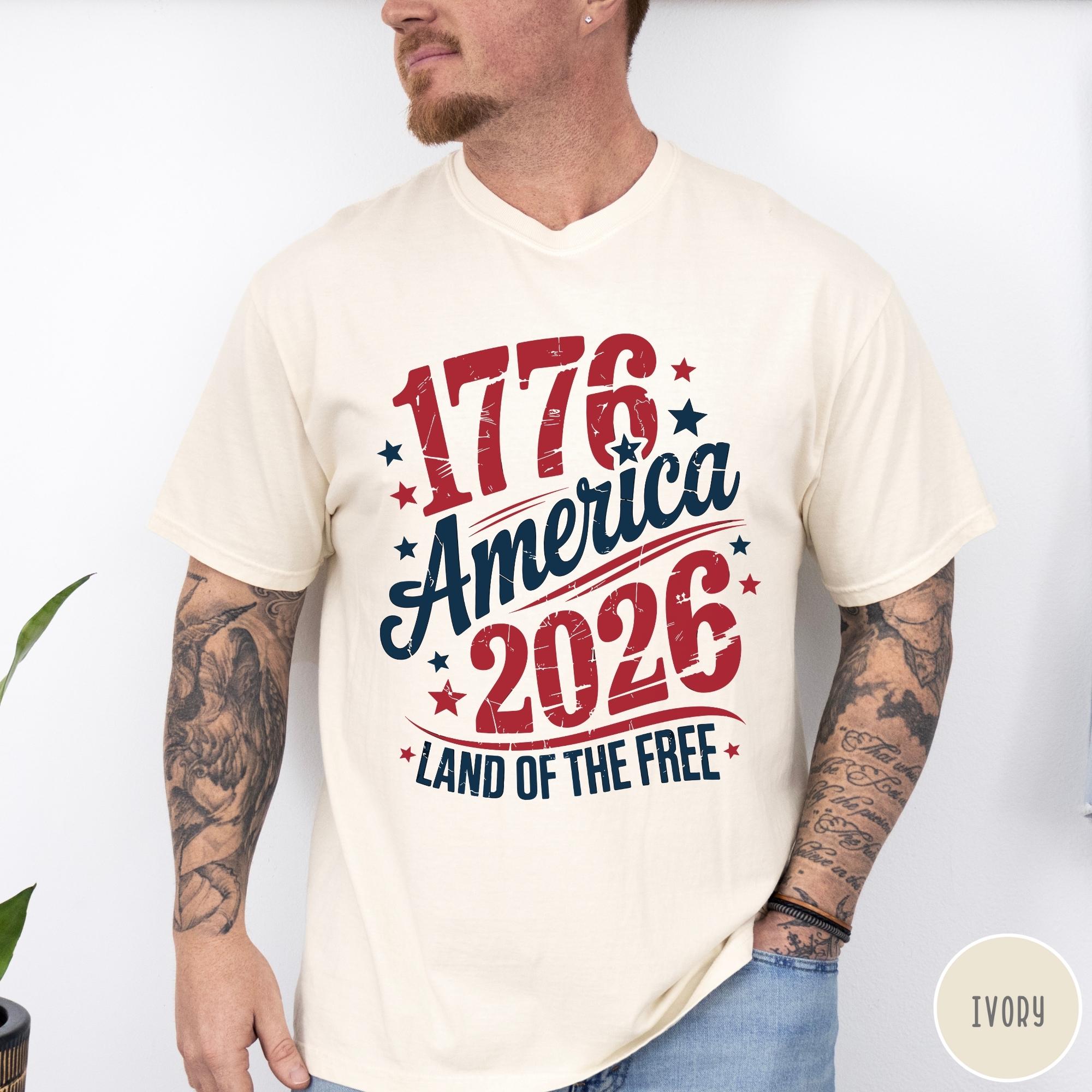 Vintage Usa Comfort Colors Tee 250 Years American Independence Day T Shirt 1776 2026 America Tee 4th Of July Celebration Wear