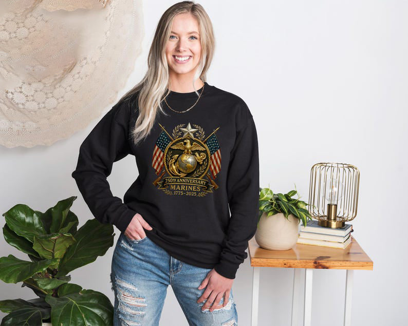 United States Marine Sweatshirt Patriotic Hoodie 250th Marine Birthday Sweater Military Apparel