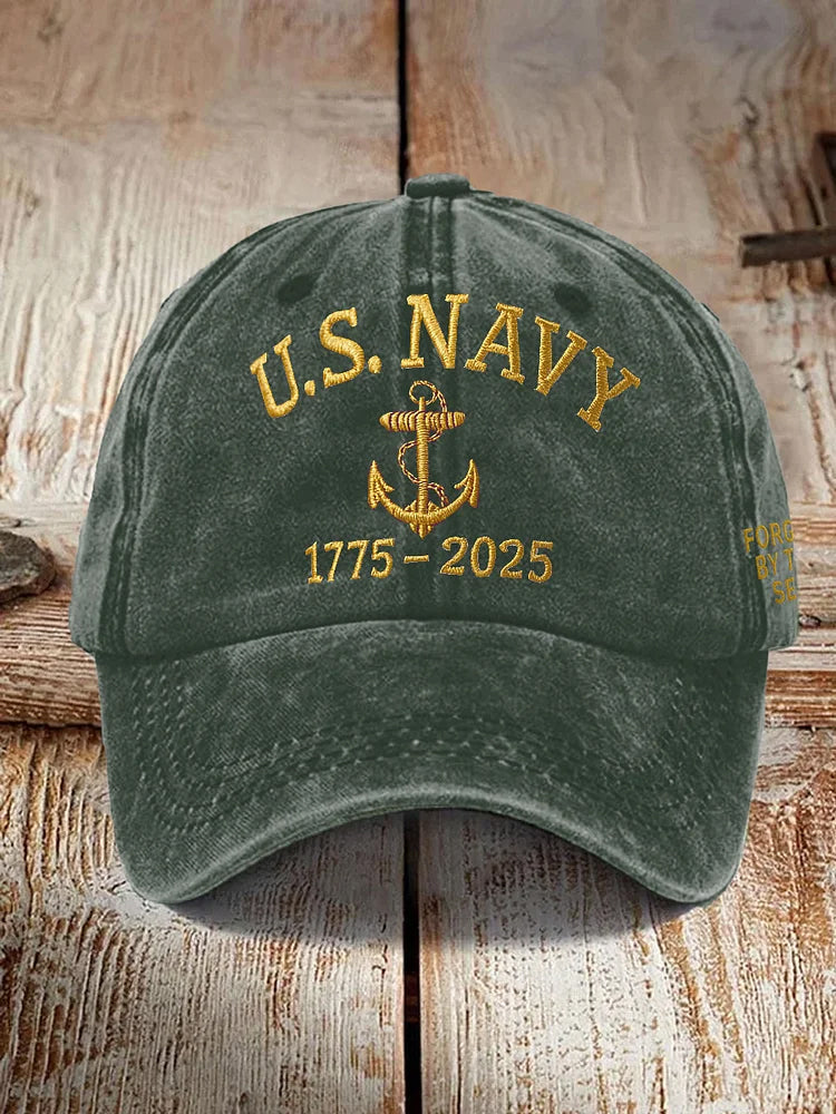 Us Navy Anniversary 250th Years Freedom Embroidered Hat United States 250th Anniversary 1776 2026 Vintage Washed Usa Dad Cap For Men Women