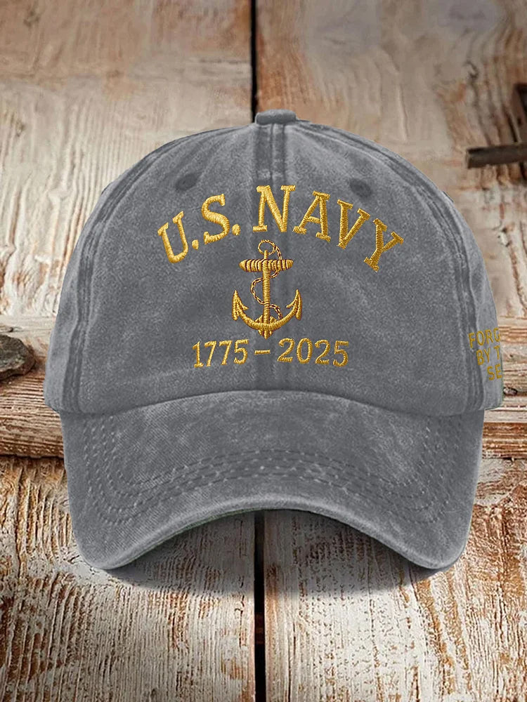 Us Navy Anniversary 250th Years Freedom Embroidered Hat United States 250th Anniversary 1776 2026 Vintage Washed Usa Dad Cap For Men Women