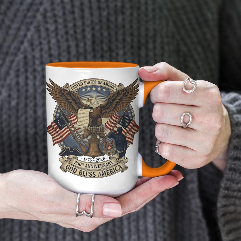 Usa 250th Anniversary Mug   Semiquincentennial Patriotic Eagle  Liberty Bell 1776 2026 Veteran Gift Historic Americana Crest Cup