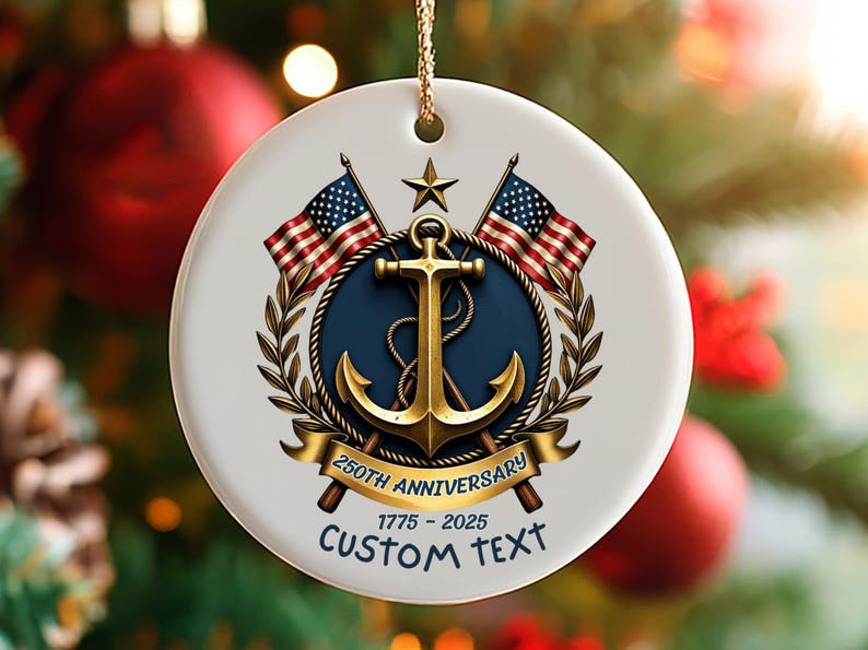 Us Navy 250th Anniversary Ornament Anchor Emblem Keepsake