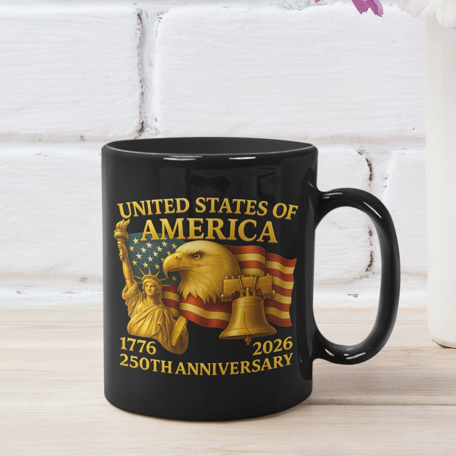 250 Years Anniversary Mug  Happy 250th Birthday 1776 2026 Black Mug