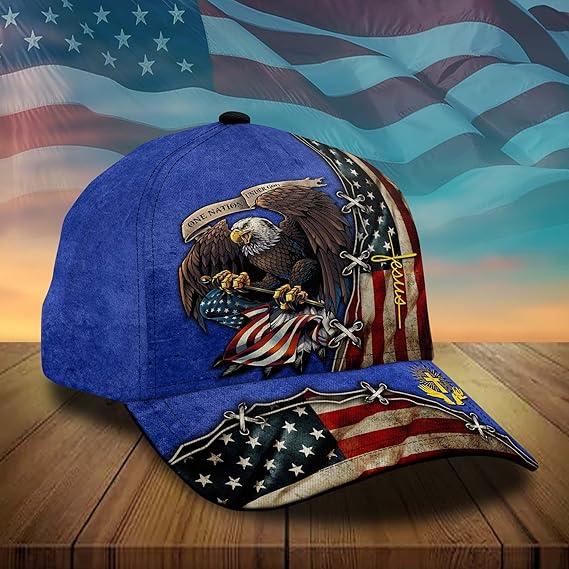 3d Printed One Nation Under God Baseball Cap American Eagle Hat For Usa Patriots Unique Design Hat
