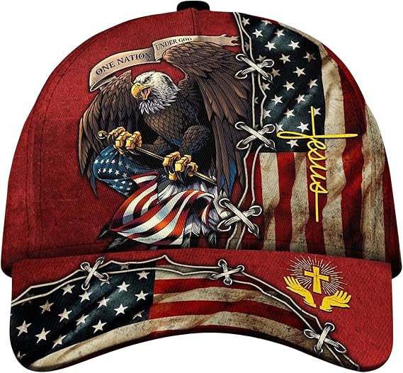 3d Printed One Nation Under God Baseball Cap American Eagle Hat For Usa Patriots Unique Design Hat