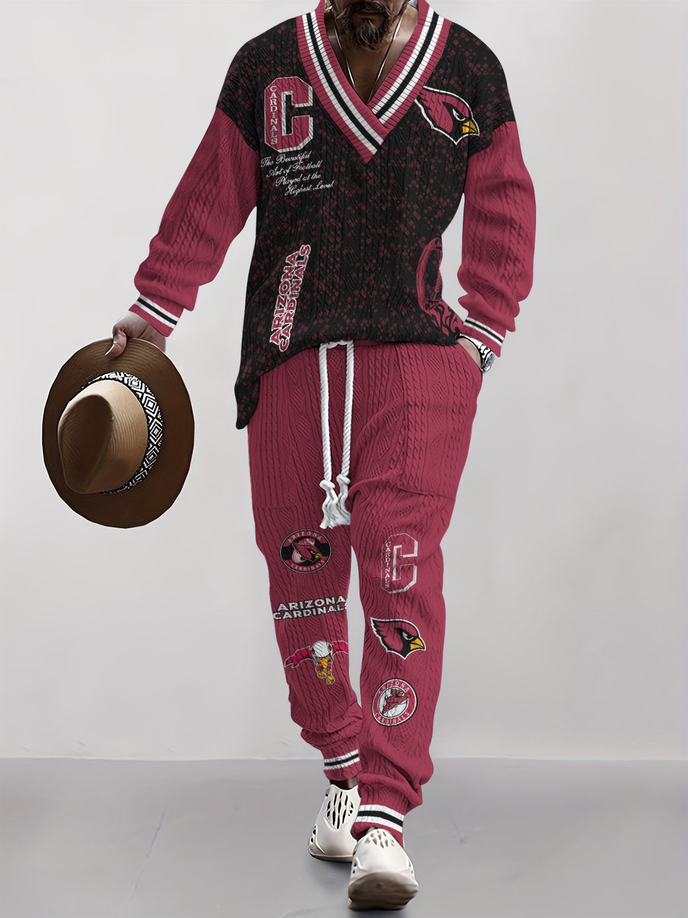 Arizona Cardinals  Classic All-Season Long Sleeve V-Neck Pullover Sweater