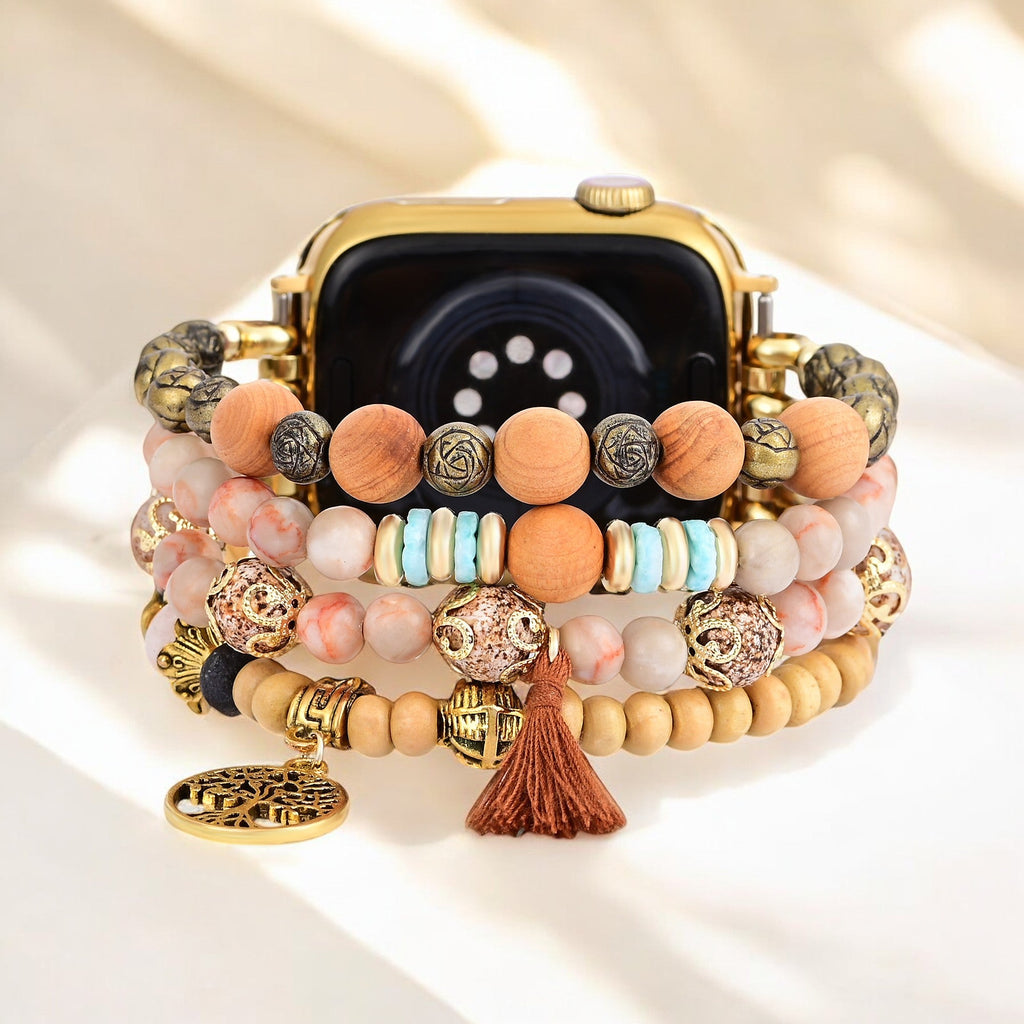Golden Tree of Life Jasper Stretch Watch Strap
