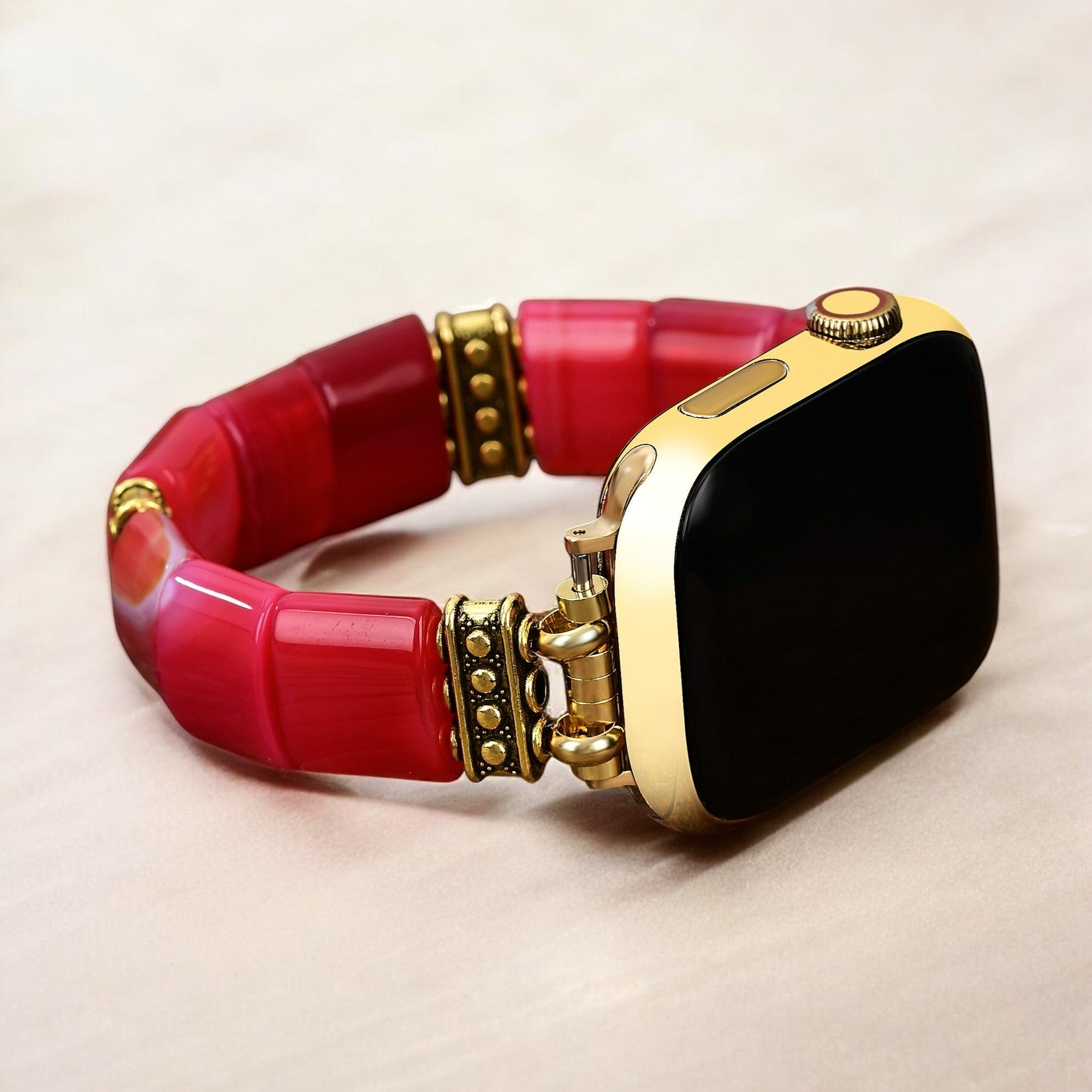 Ruby Essence Agate Stretch Apple Watch Strap
