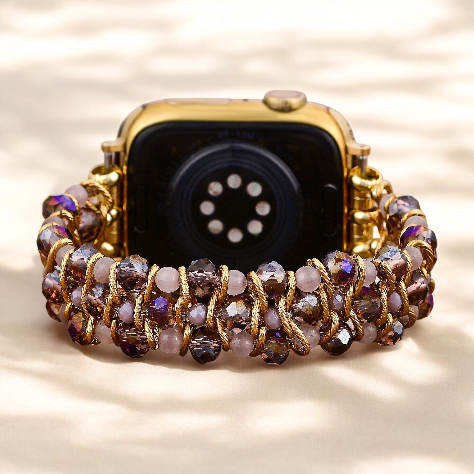 Golden Serenity Gem Braided Apple Watch Strap