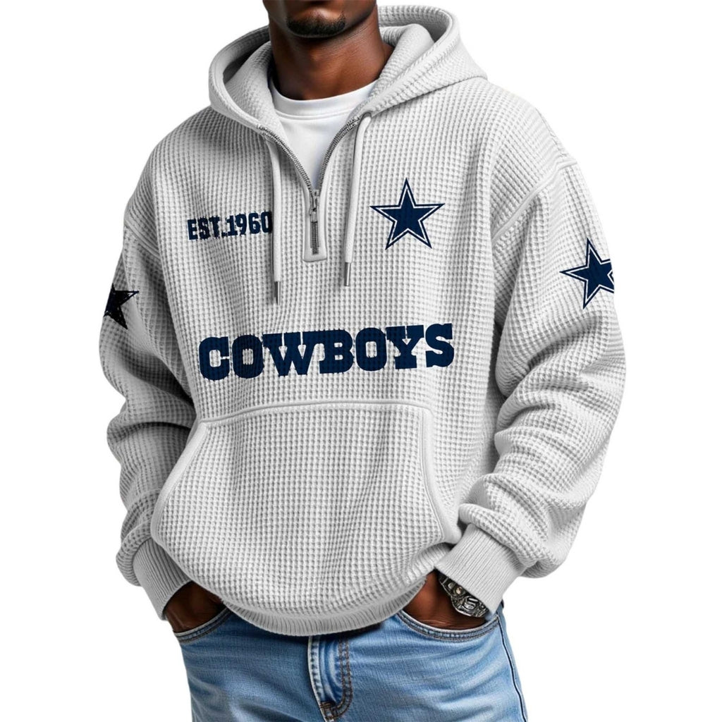 Vintage Star With EST 1960 Printed Quarter Zip Hoodie
