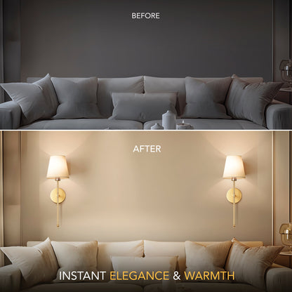 WIRELESS WALL SCONCES (SET OF 2 + 2 BULBS FREE)