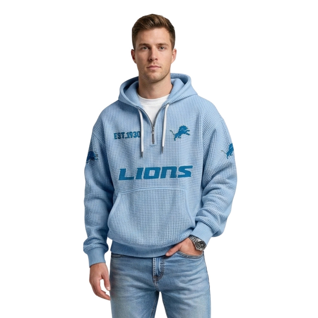 Detroit Lions EST 1930 Printed Quarter Zip Hoodie