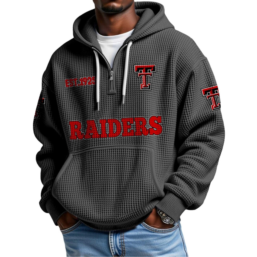 Raiders EST 1967 Printed Quarter Zip With Front Pocket Hoodie