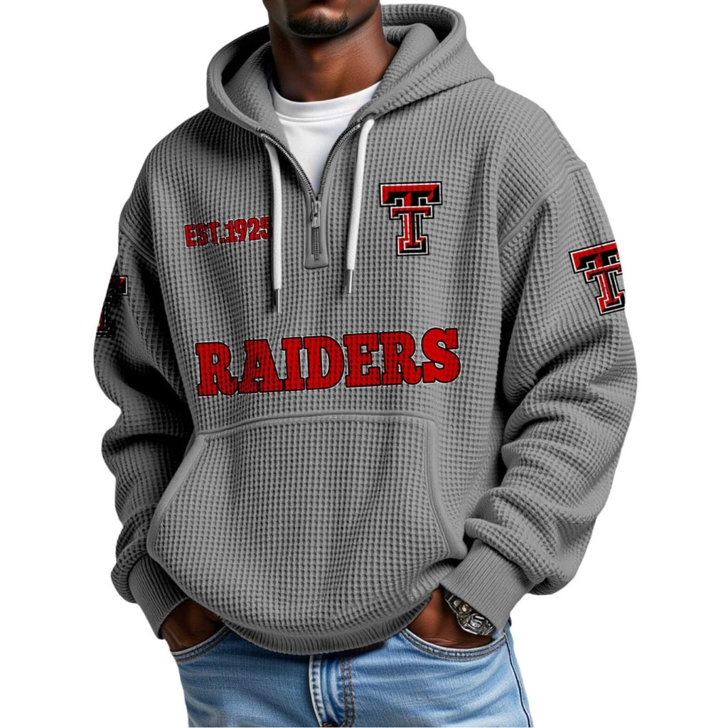 Raiders EST 1967 Printed Quarter Zip With Front Pocket Hoodie