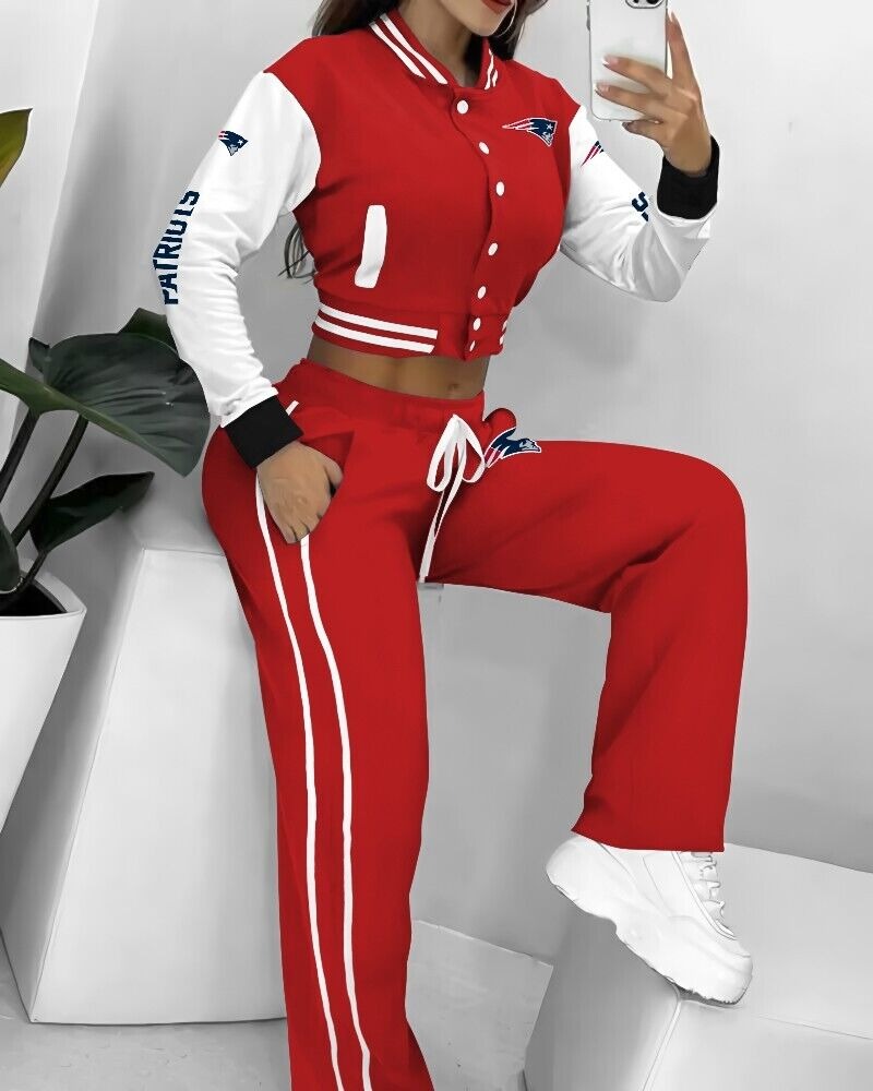 New England Patriots 3D Printed Varsity Jacket Set